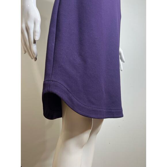 Trina Turk Dress Sheath Purple Black Leather Size 4 Short Sleeve abstract - Picture 9 of 11